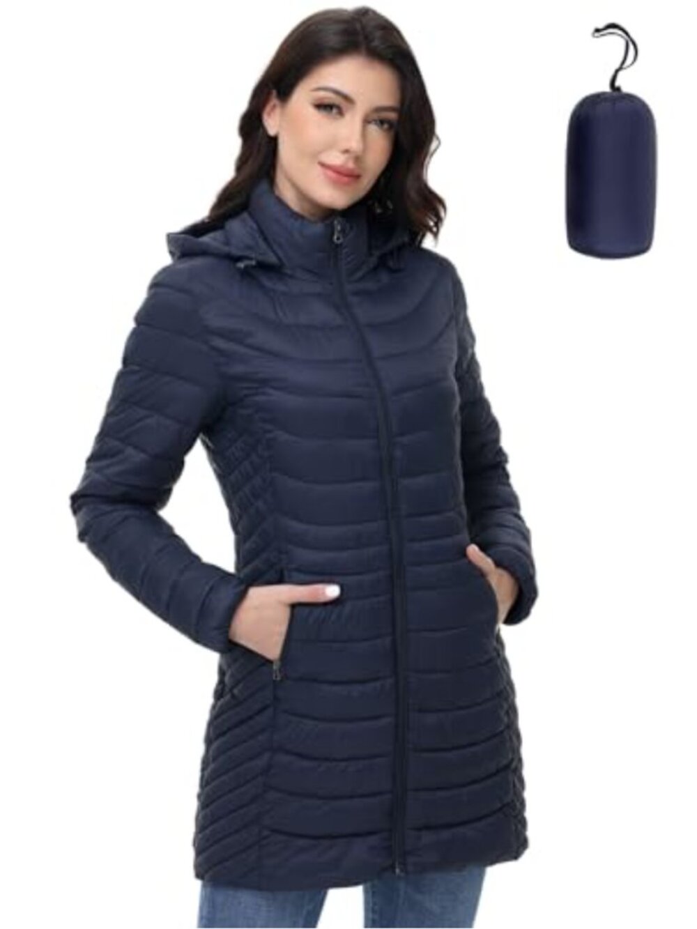 Packable Lightweight Puffer Jacket Warm Winter Coat Fitted Zip